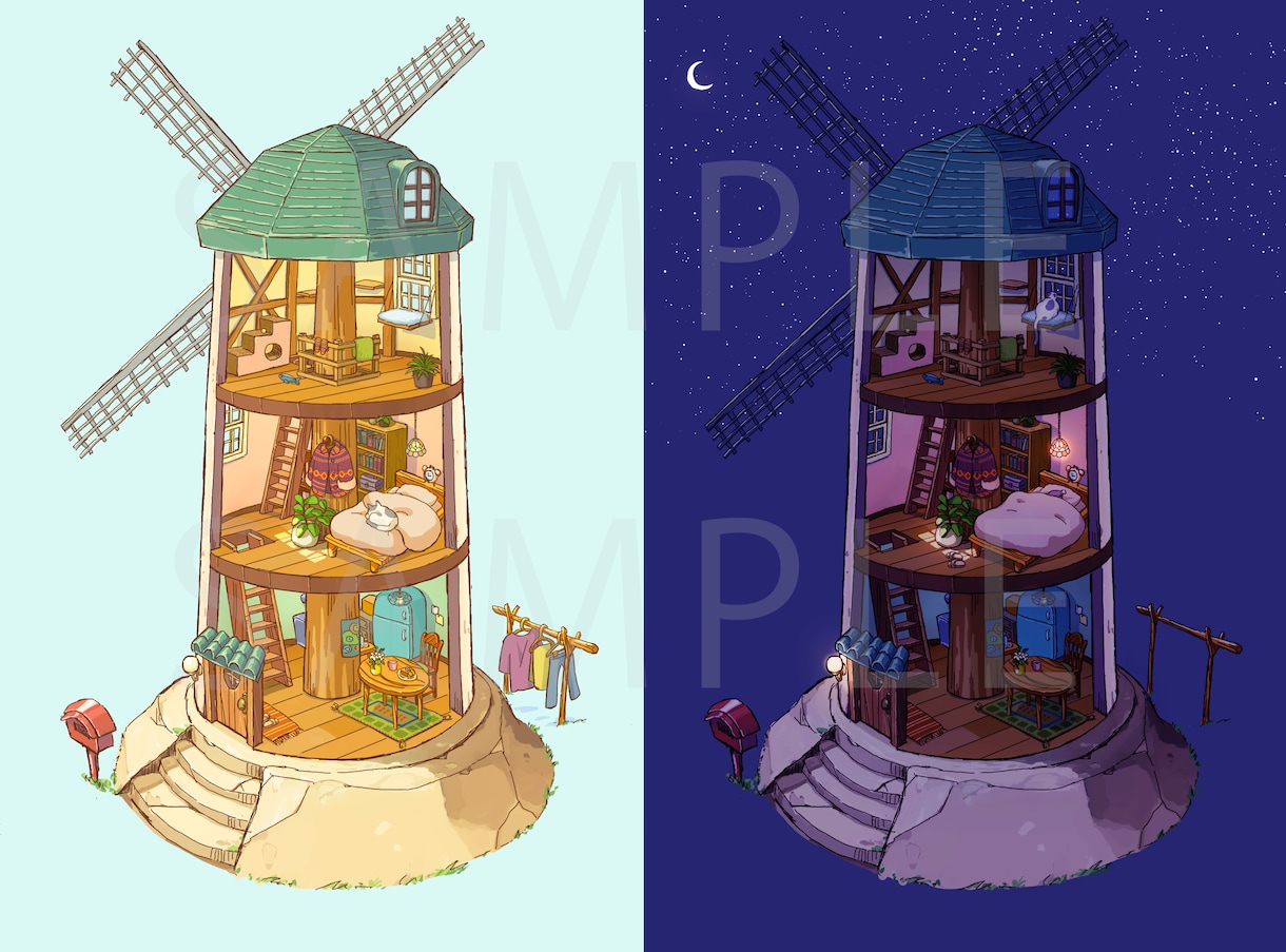 箱庭系イラスト、室内設定画など制作します 素材1点～全体マップまで対応します！ イメージ6