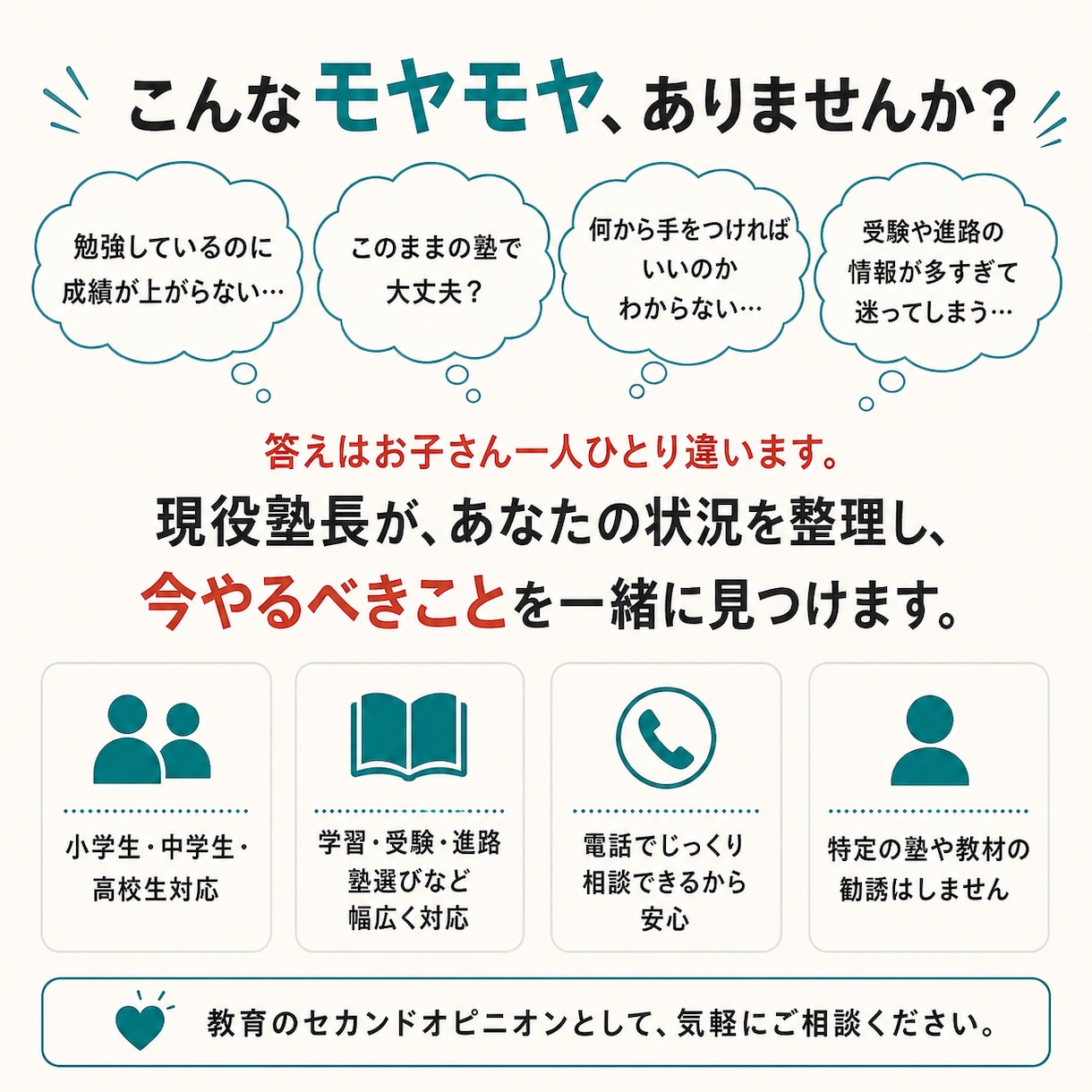現役塾長が学習・受験・進路の悩みを一緒に整理します 小～高｜塾選び・家庭学習・受験・進路を現場の視点で考えます イメージ5