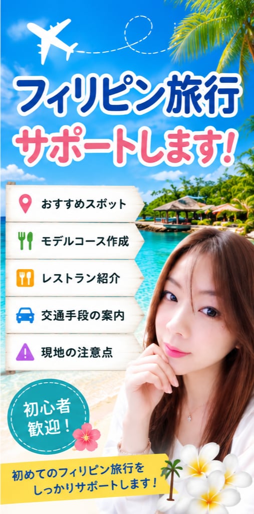 フィリピン旅行のプラン作成・現地情報をお伝えします 初めてのフィリピン旅行も安心！現地情報や旅行プランのご提案 イメージ1