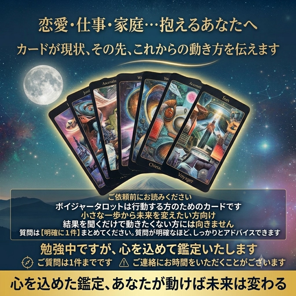 現状とこれから取るべき行動を鑑定します ボイジャータロットで今より素敵な未来に イメージ1