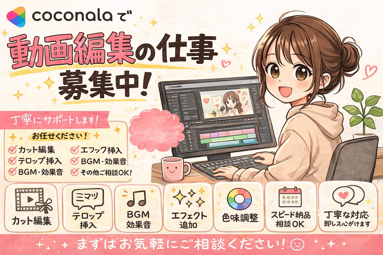 Cap cutで動画編集します 低価格×丁寧対応で動画編集お任せください イメージ1