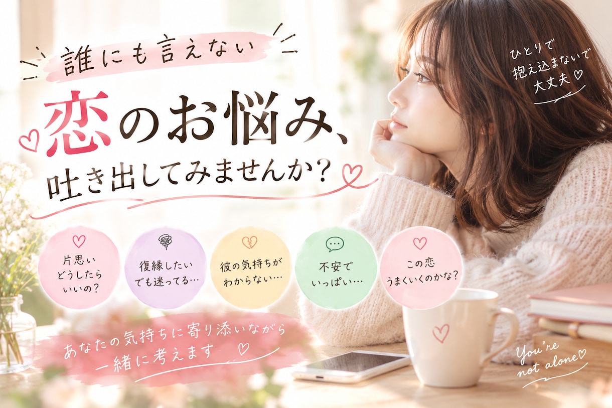 お悩み、じっくりお聞きします 誰にも言えない恋のお悩み、吐き出してみませんか？ イメージ1