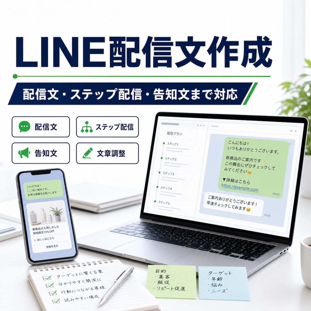 LINE配信用の文章を作成します 配信文・ステップ配信・告知文まで対応 イメージ1