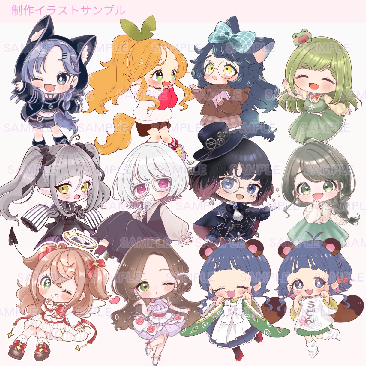 商用OK！選べる頭身で表情豊かなミニキャラ描きます ◎基本料金で簡易背景＋透過背景お渡し可！タッチも選べます イメージ6