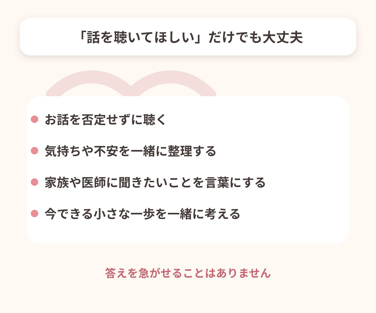 家族に話しづらい終活・延命の不安をお聴きします 元看護師の専門性と家族の実体験で、終活や介護の悩みをサポート イメージ4