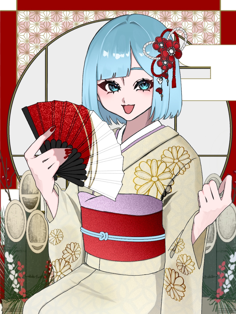 お正月用着物量産イラスト制作します お正月にまだ間に合う！華やかなお正月量産着物イラスト！ イメージ1