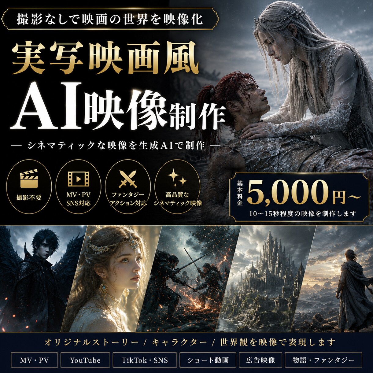 撮影なしで実写映画風AI映像を制作します MV・PV・物語を映画のワンシーンのように映像化 イメージ1