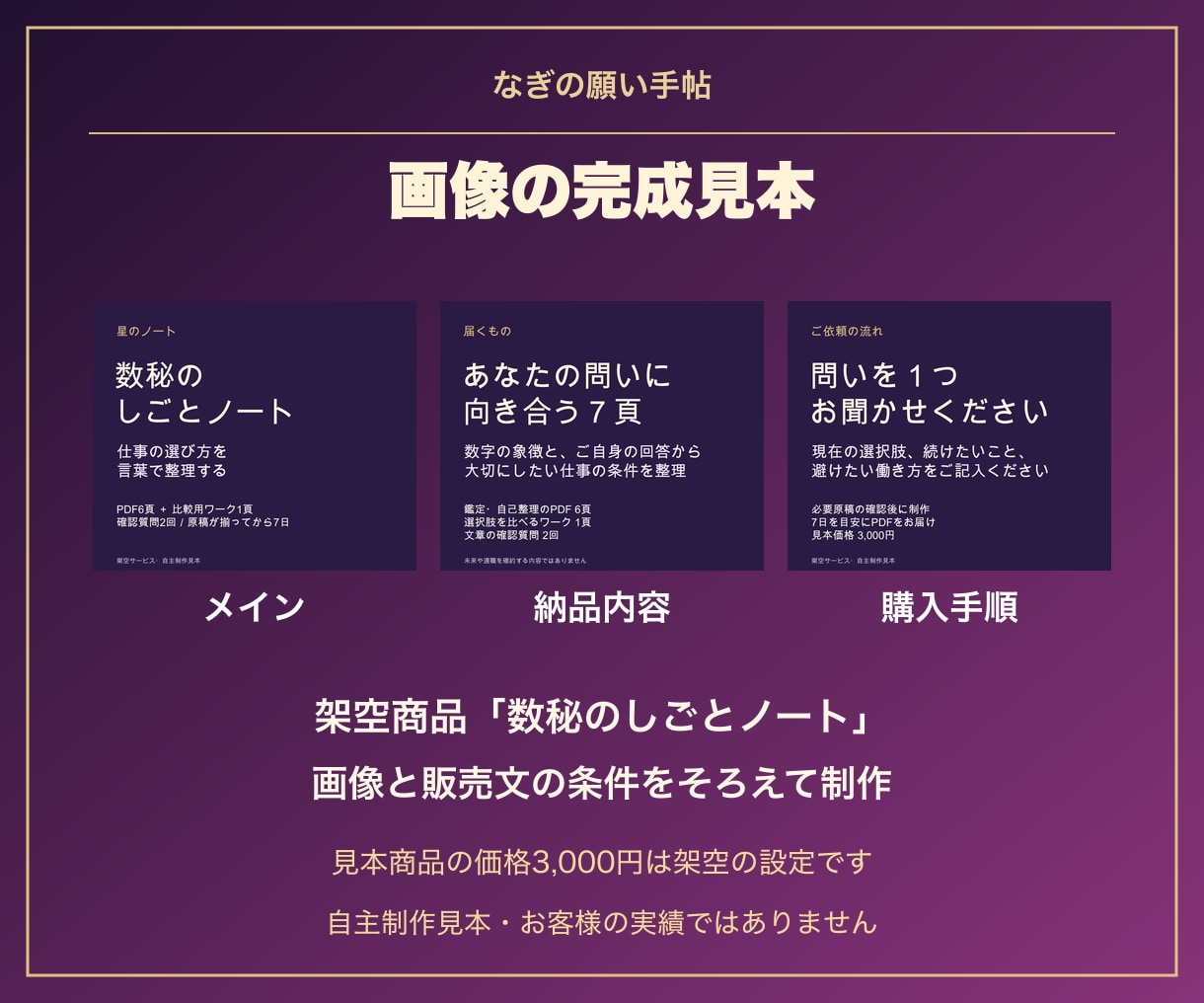 占いの出品画像と販売文をまとめて作ります 画像３枚＋商品名３案＋掲載文章一式 イメージ3