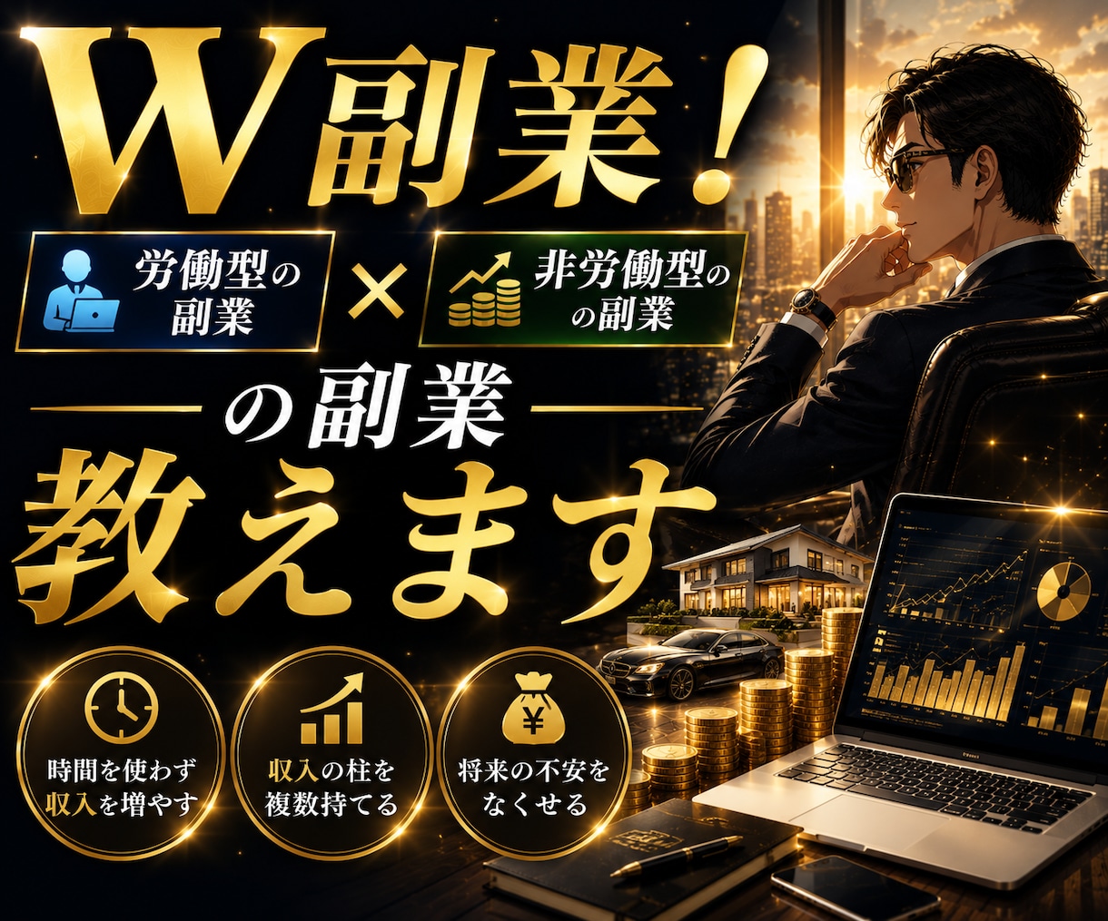 W副業！AI動画とお金持ちが隠す不労所得教えます 完全初心者OK！コピペAI動画と労働から抜け出す極秘ノウハウ イメージ1