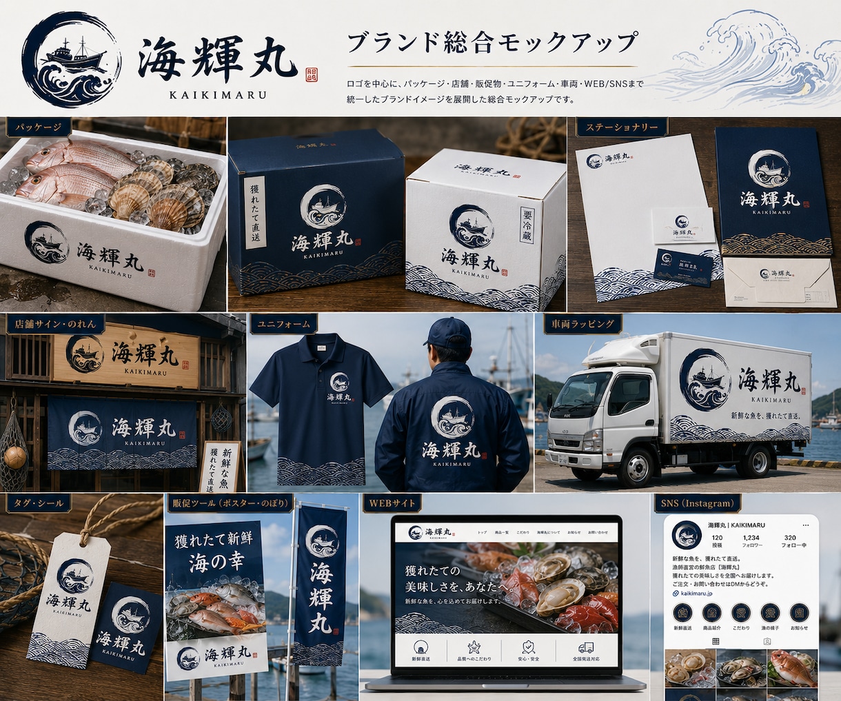 漁師・漁業・海産物専門のロゴを10案制作します 水産業専門だから伝わる。選べる10案でブランドづくり イメージ10