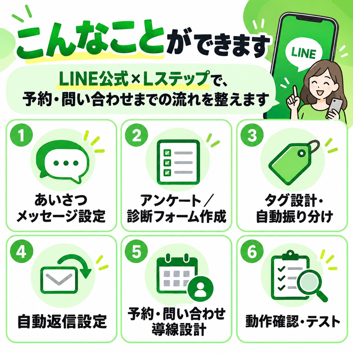 LINE公式×Lステップで集客導線を構築します 友だち追加で終わらせない。予約・問い合わせにつなげます イメージ3
