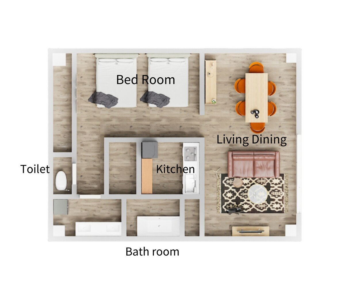 広告効果がUPする住宅間取り図を1日で作成します AIを活用した間取りの3D化で、低価格を実現しました。 イメージ5