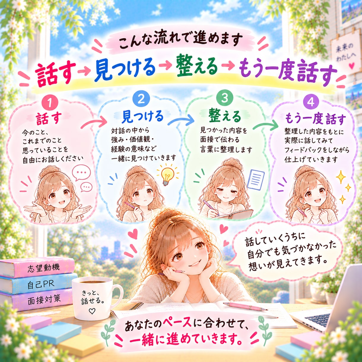 面接が苦手な方へ｜回答整理・模擬面接まで対策します 丸暗記では話せない。深掘りが怖い。自分の言葉で話せる面接へ イメージ7