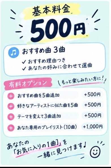 あなたにぴったりの曲を3曲おすすめします 今のあなたに聴いてほしい曲を選びます イメージ5