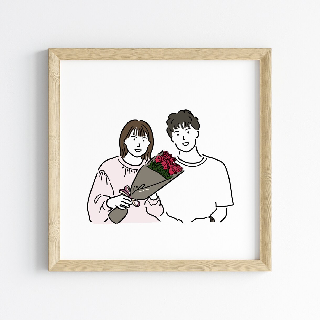 思い出の1枚をイラストにします 小粒おめめの似顔絵線画イラスト イメージ8