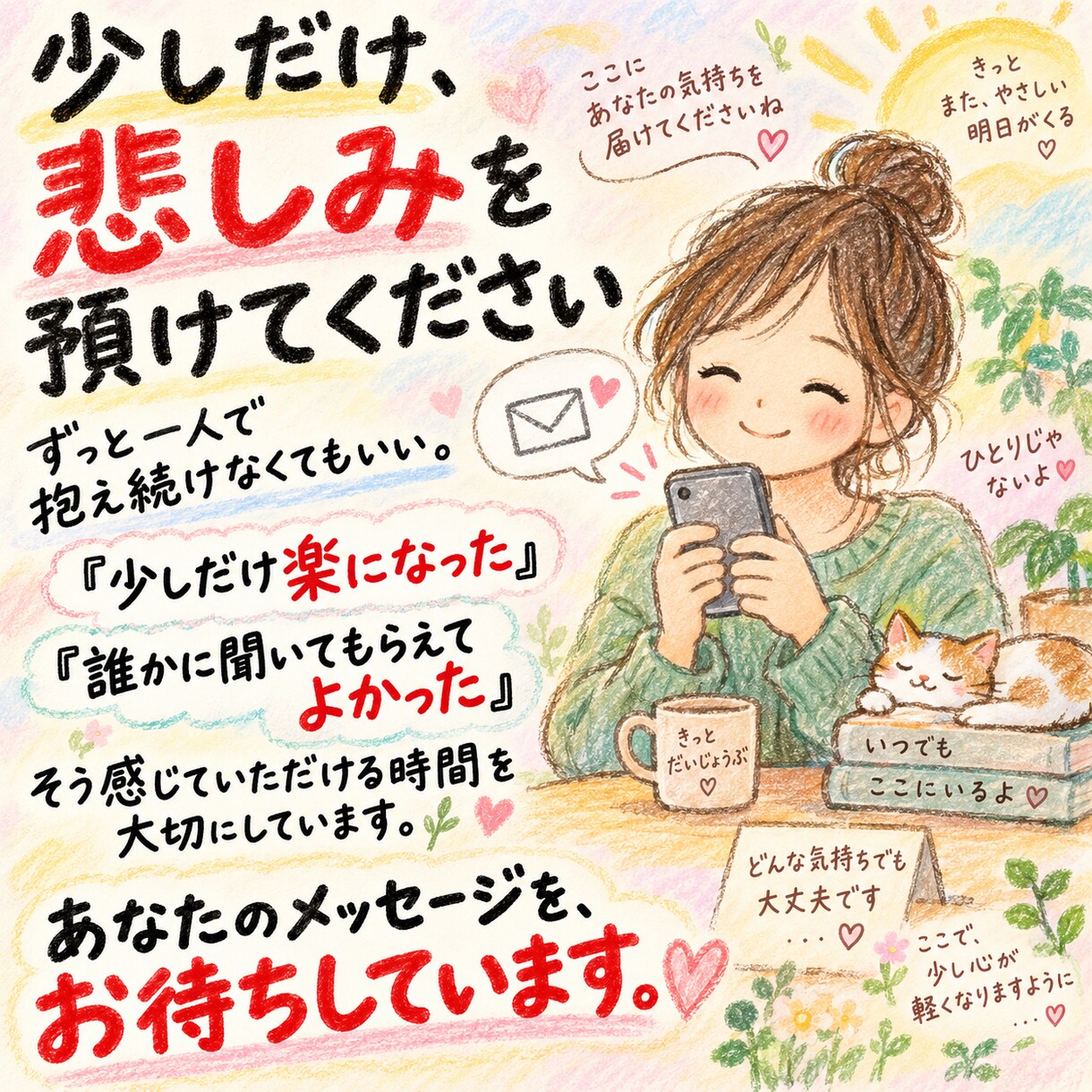 大切な人を亡くした悲しみをメッセージでお聞きします 言葉にならない悲しみに、あなたのペースで寄り添います。 イメージ10