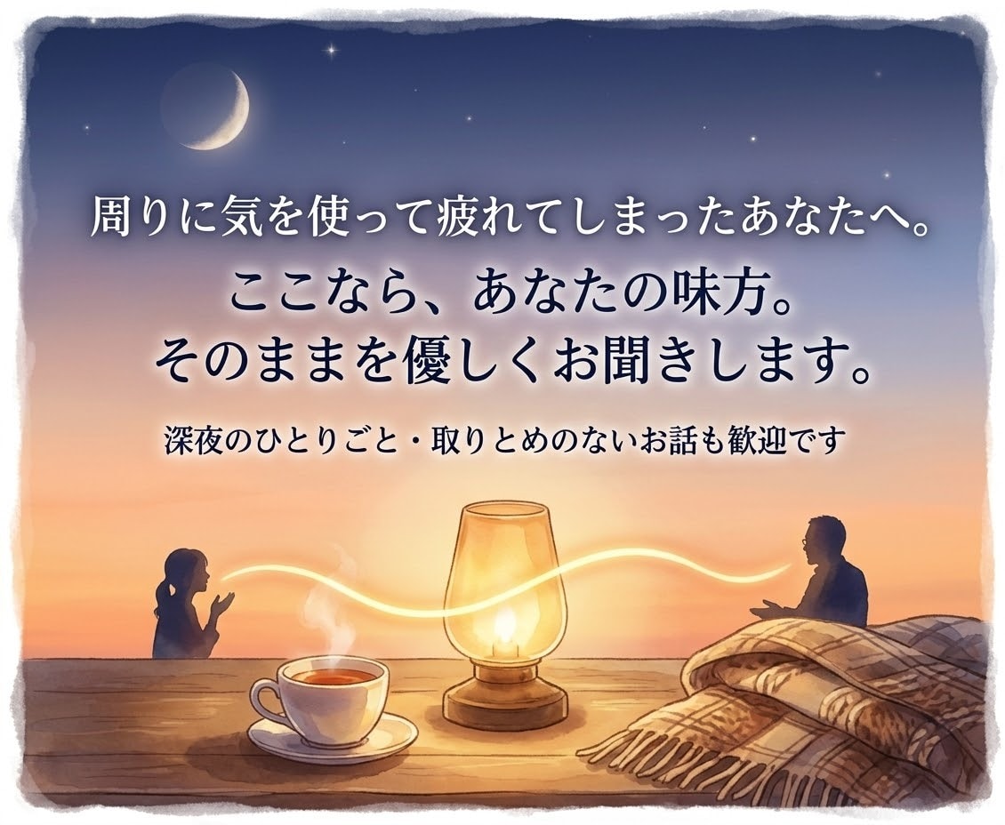 眠れない夜、あなたの心に寄り添います 上手く話せなくても大丈夫。とりとめのないまま、お話しませんか イメージ1