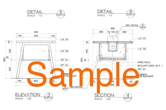 造作家具、インテリア、内装、建築図面が作成できます みなさんの手書きアイデアを、2DCADを使用して図面化します イメージ2