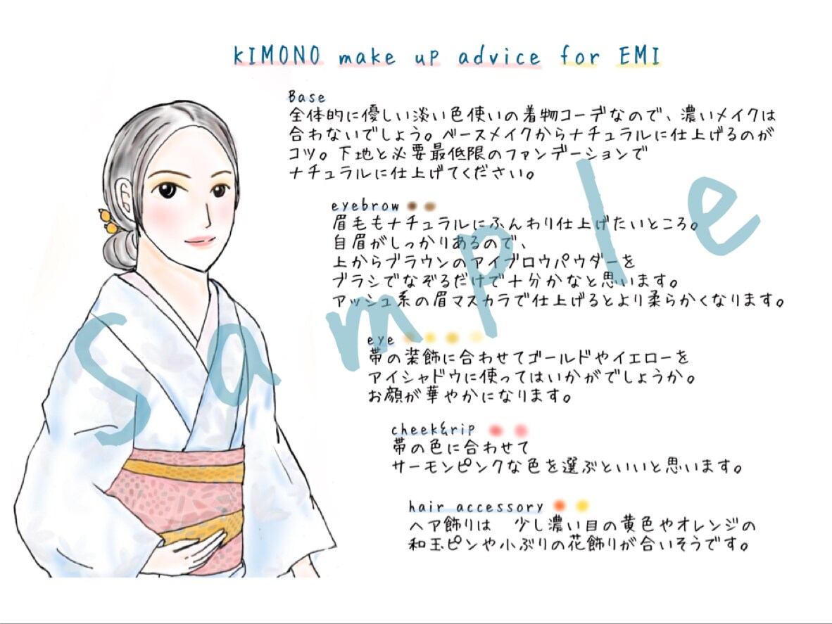 似顔絵付き！TPOに合わせたメイクアドバイスします 似顔絵で提案だから、自分に似合いそうかすぐイメージできる！ イメージ6