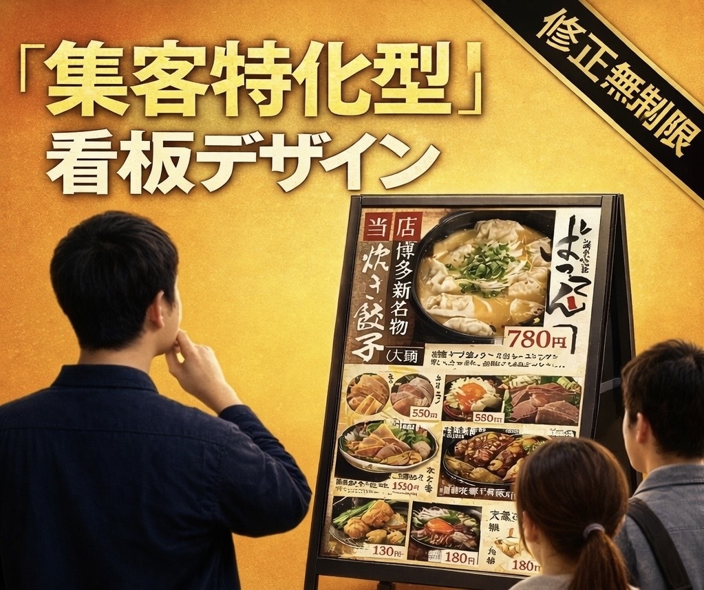 店舗看板・A型看板・立て看板デザインします 集客特化型！目を引く看板デザイン制作します｜修正無制限｜ イメージ1