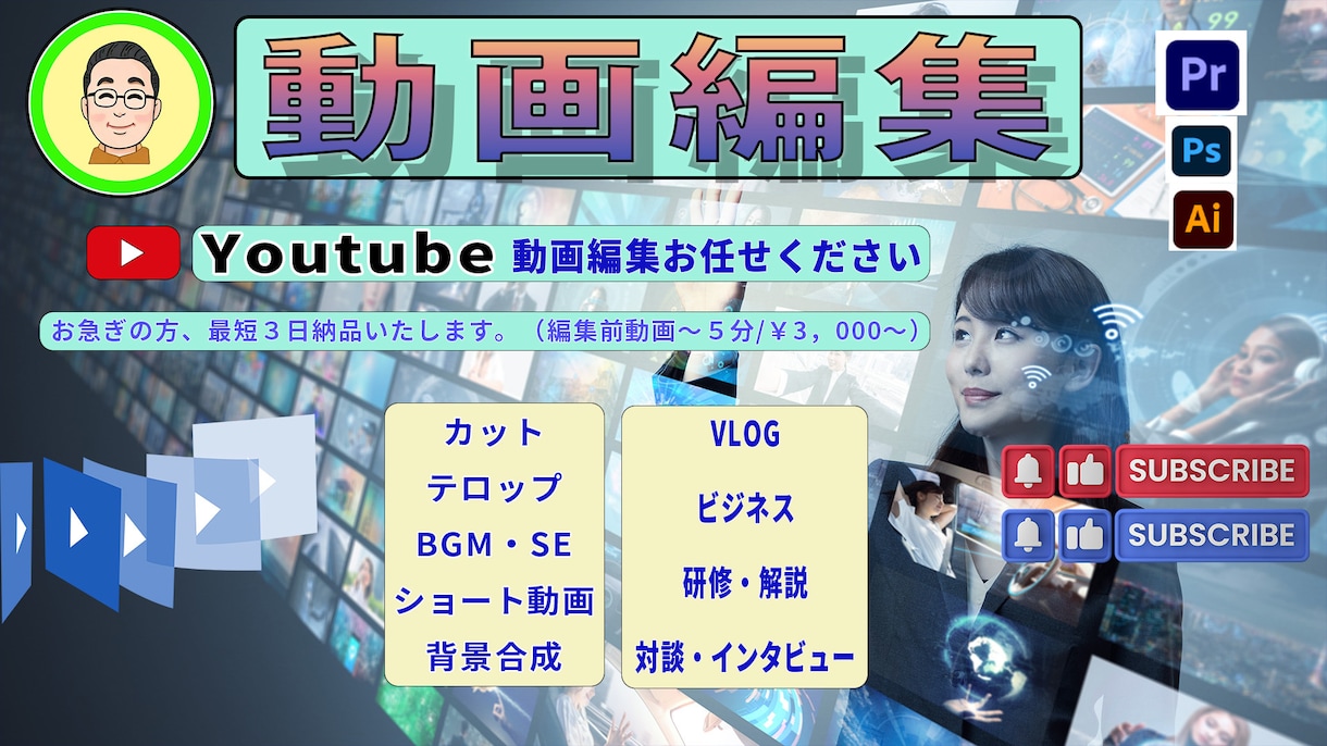 YouTube動画編集をします お急ぎの方、最短3日納品いたします！ イメージ1
