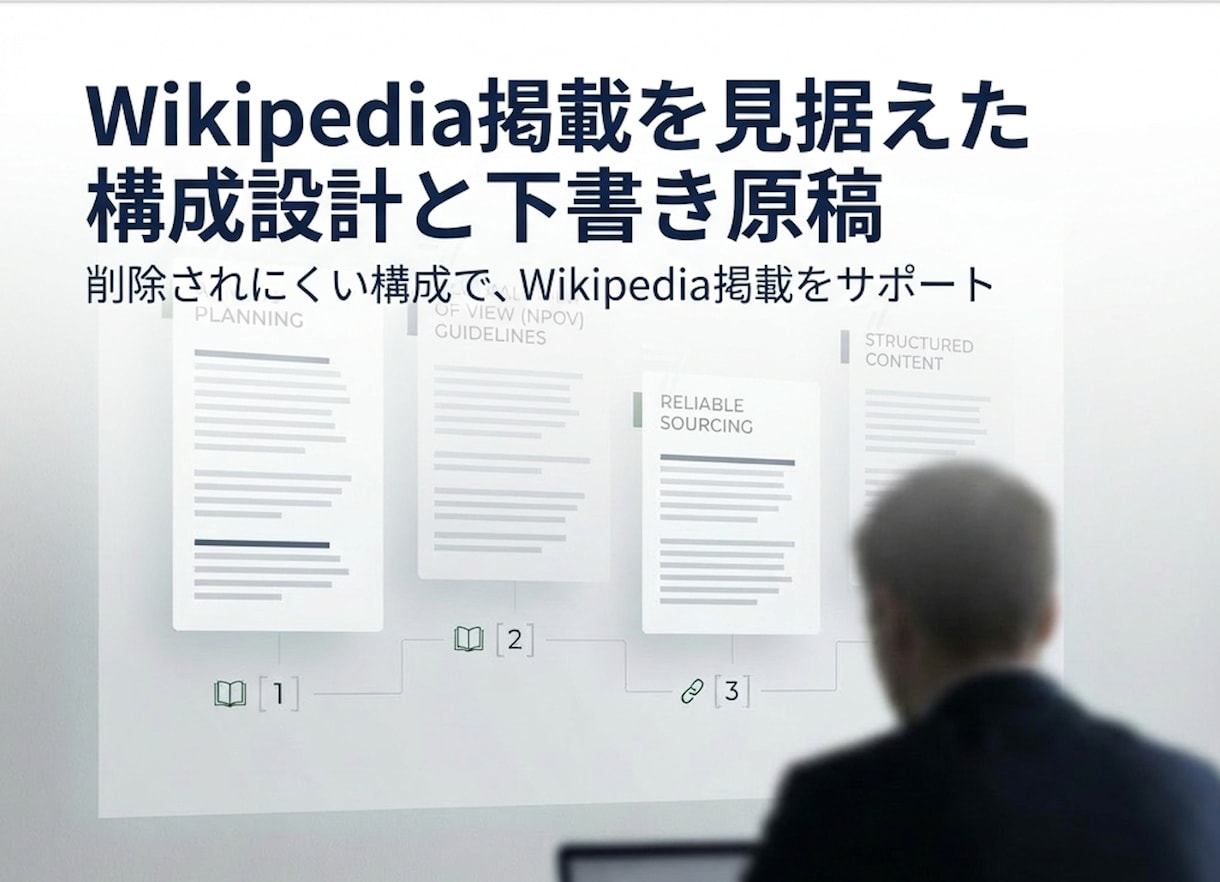 Wikipedia掲載向け原稿を作成します Wikipedia掲載を目指す方へ｜削除されにくい構成 イメージ1