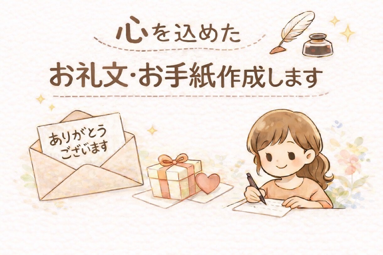 気持ちが伝わるお礼文を作成します 伝えたい気持ちを、やさしい言葉にします イメージ1