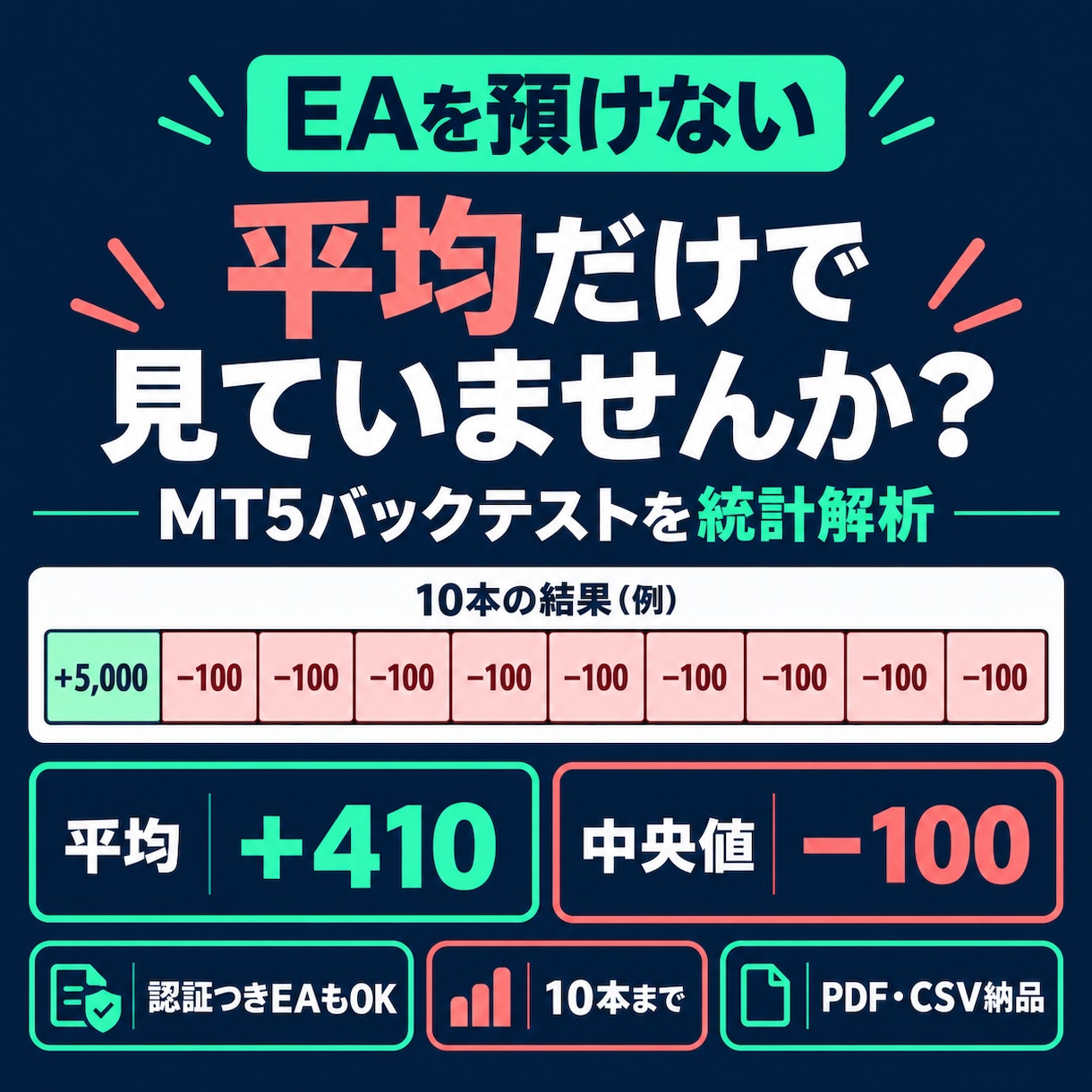 MT5のBTレポートを分析します 最大10本を統計整理しPDFで納品 イメージ1
