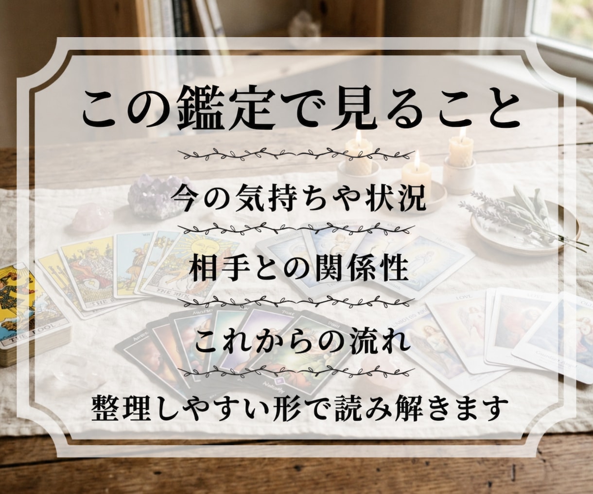 恋愛・人間関係・仕事の悩みを霊視タロットで視ます まとまっていない悩みでも大丈夫です イメージ3
