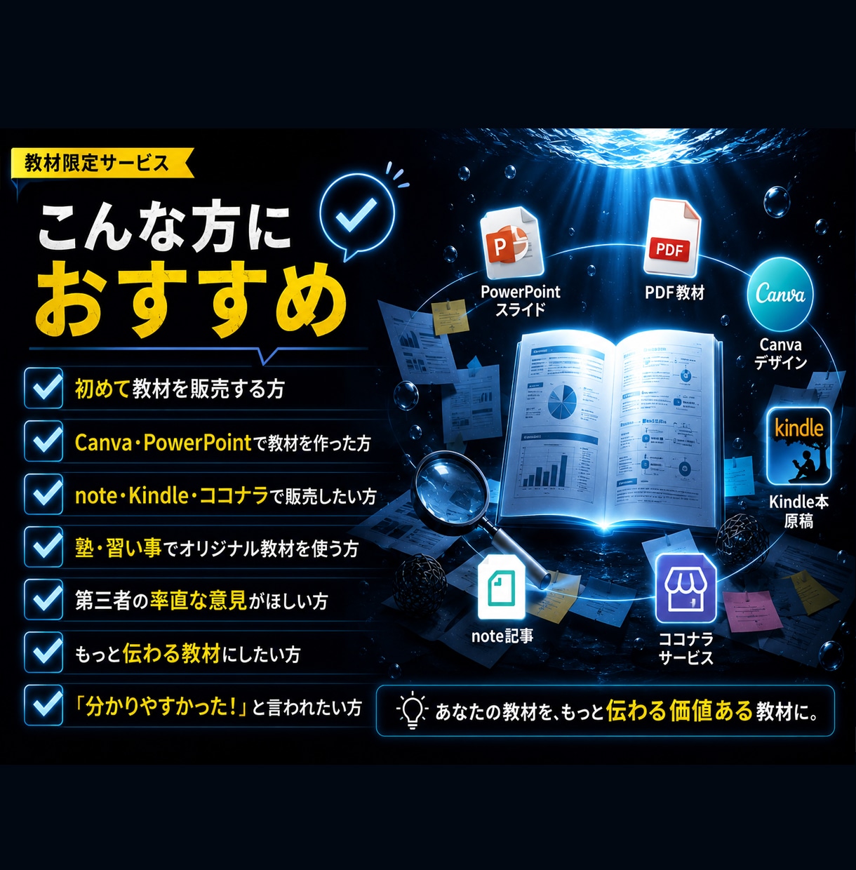教材レビュー・ブラッシュアップします 「伝わる」から選ばれる。口コミで広がる教材へ。 イメージ4
