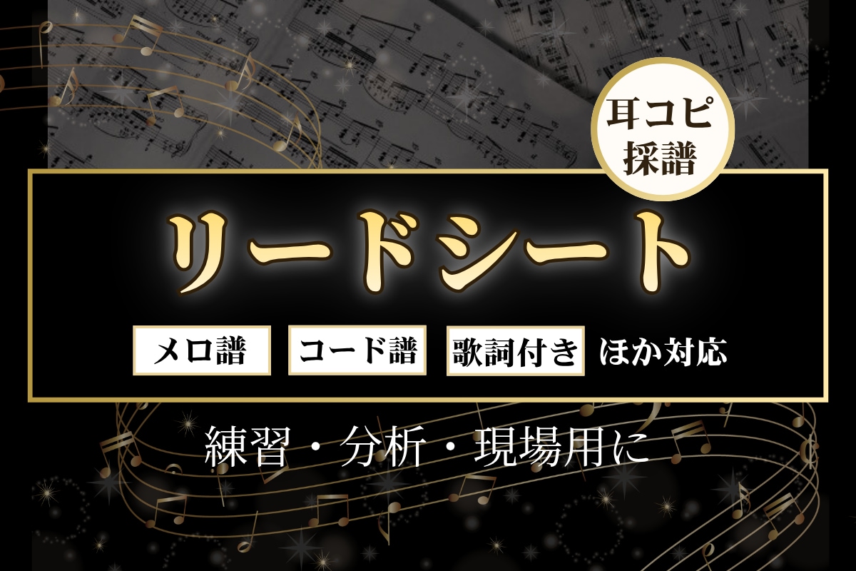 耳コピ採譜｜メロ譜・コード譜・リードシート作ります コピーできない曲を正確な譜面にします イメージ1