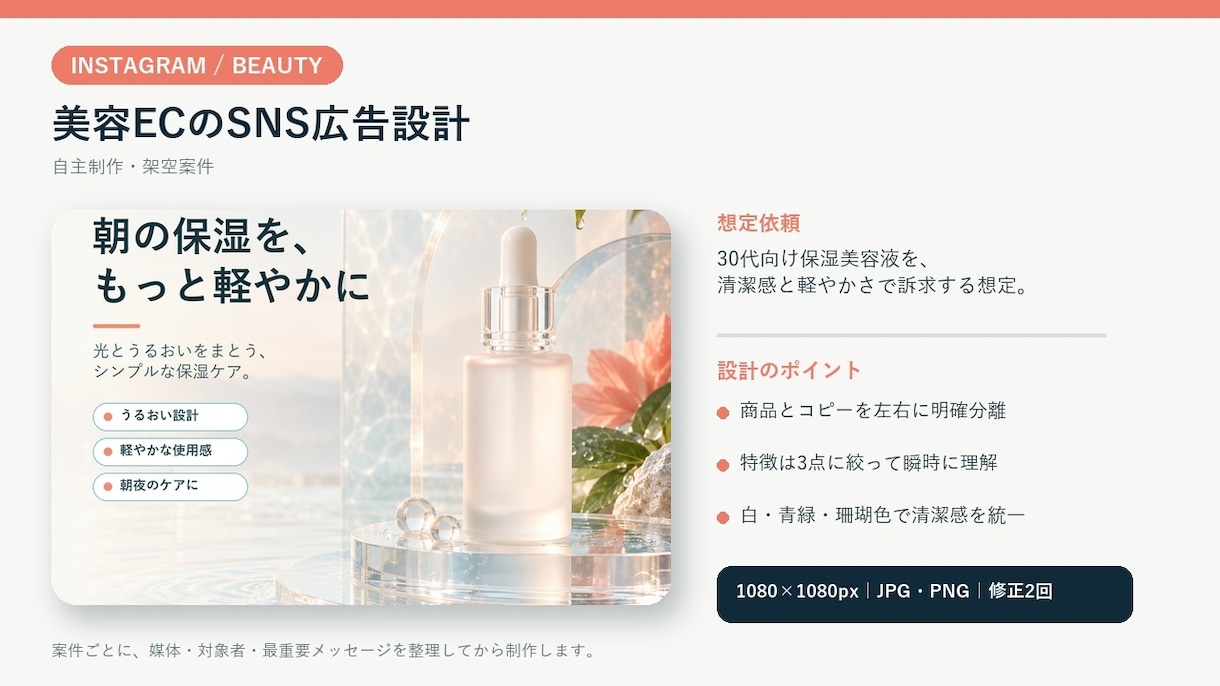 美容・EC向けSNS広告画像を制作します 上品で見やすいInstagram画像を1枚から イメージ2