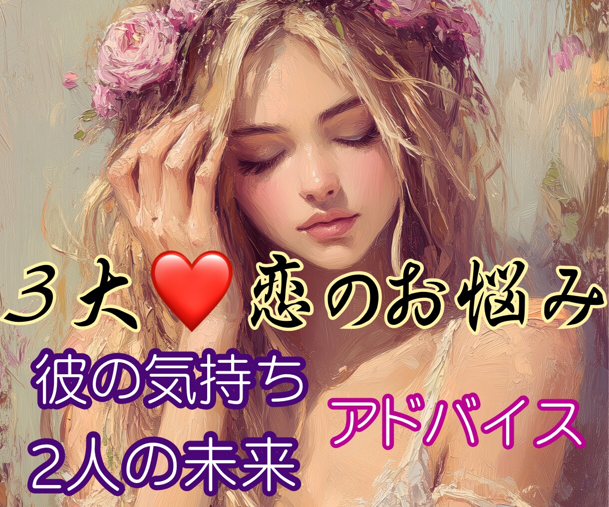 恋愛相談『3つ』を霊感タロットでお得に占います ①相手の気持ち②2人の未来③アドバイス『3つ』の質問を1通で イメージ4