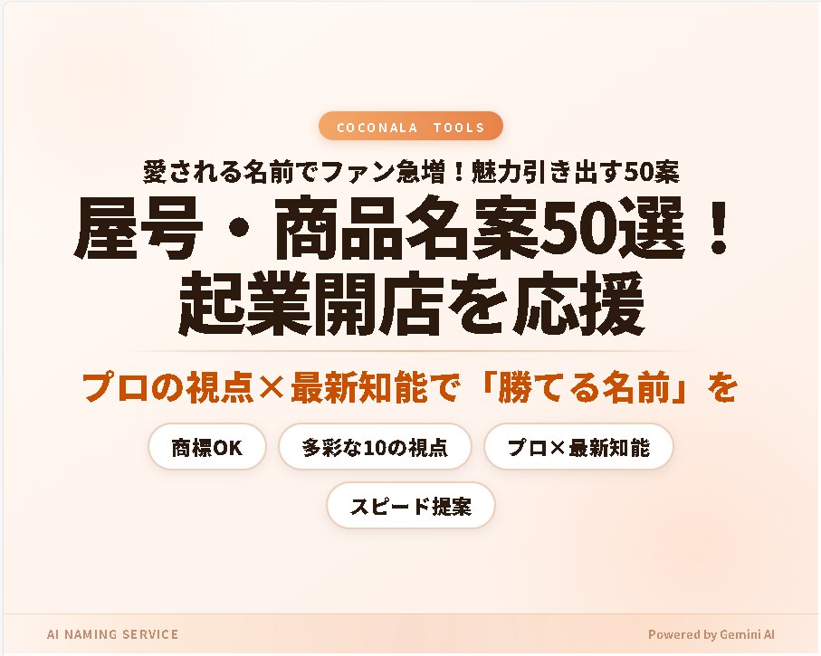 屋号・商品名案50選！起業や開店を応援します 愛される名前でファンが急増！あなただけの魅力を引き出す50案 イメージ1