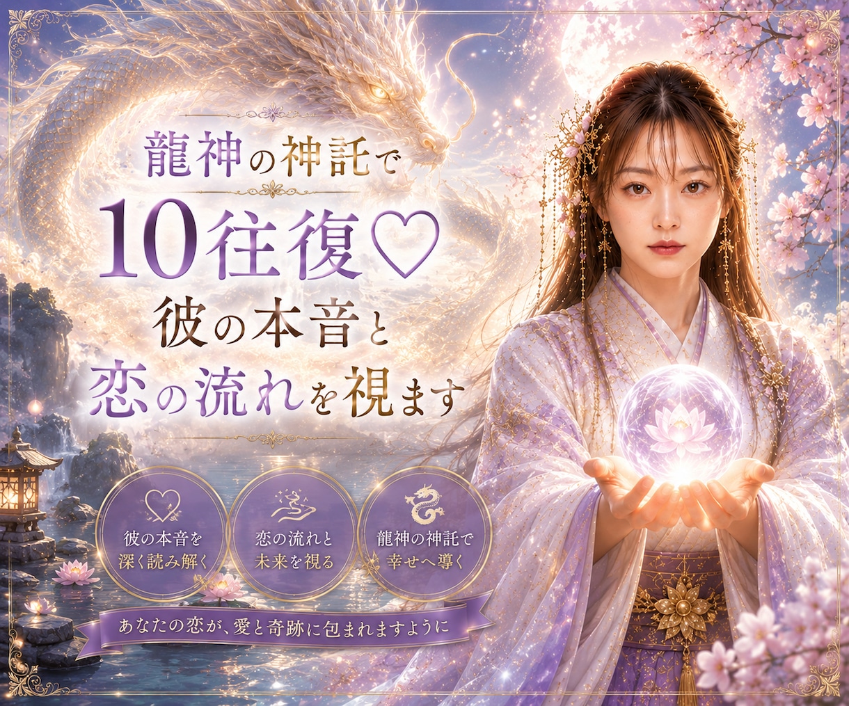 龍神の神託で10往復♡彼の本音と恋の流れを視ます 龍神様とつながる巫女が10往復でやさしくお届けします♡ イメージ1