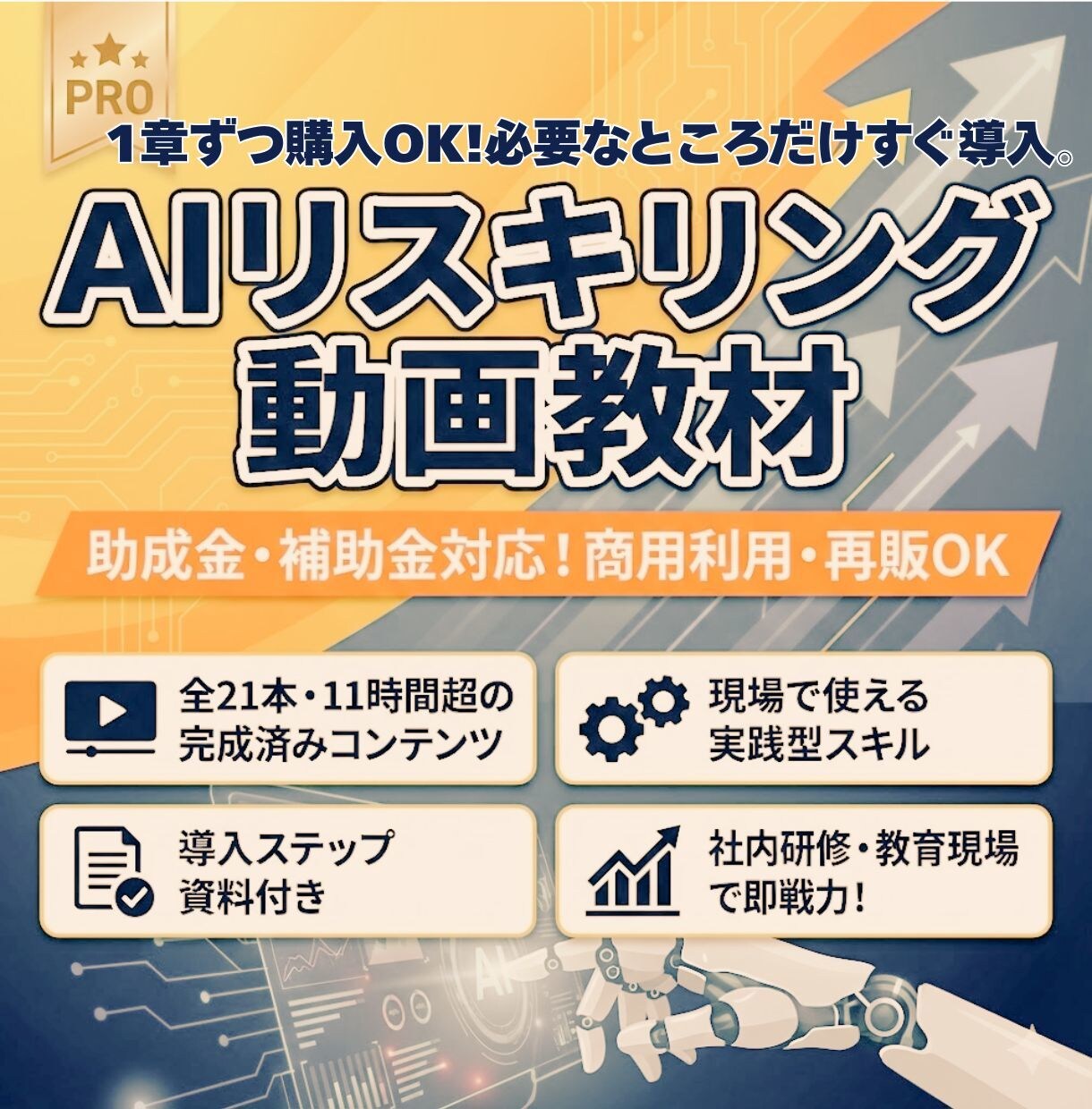 助成金対応企業向けAIリスキリング教材になります 必要な章だけ選べる！商用利用・再販OKの実践型AI研修 イメージ1