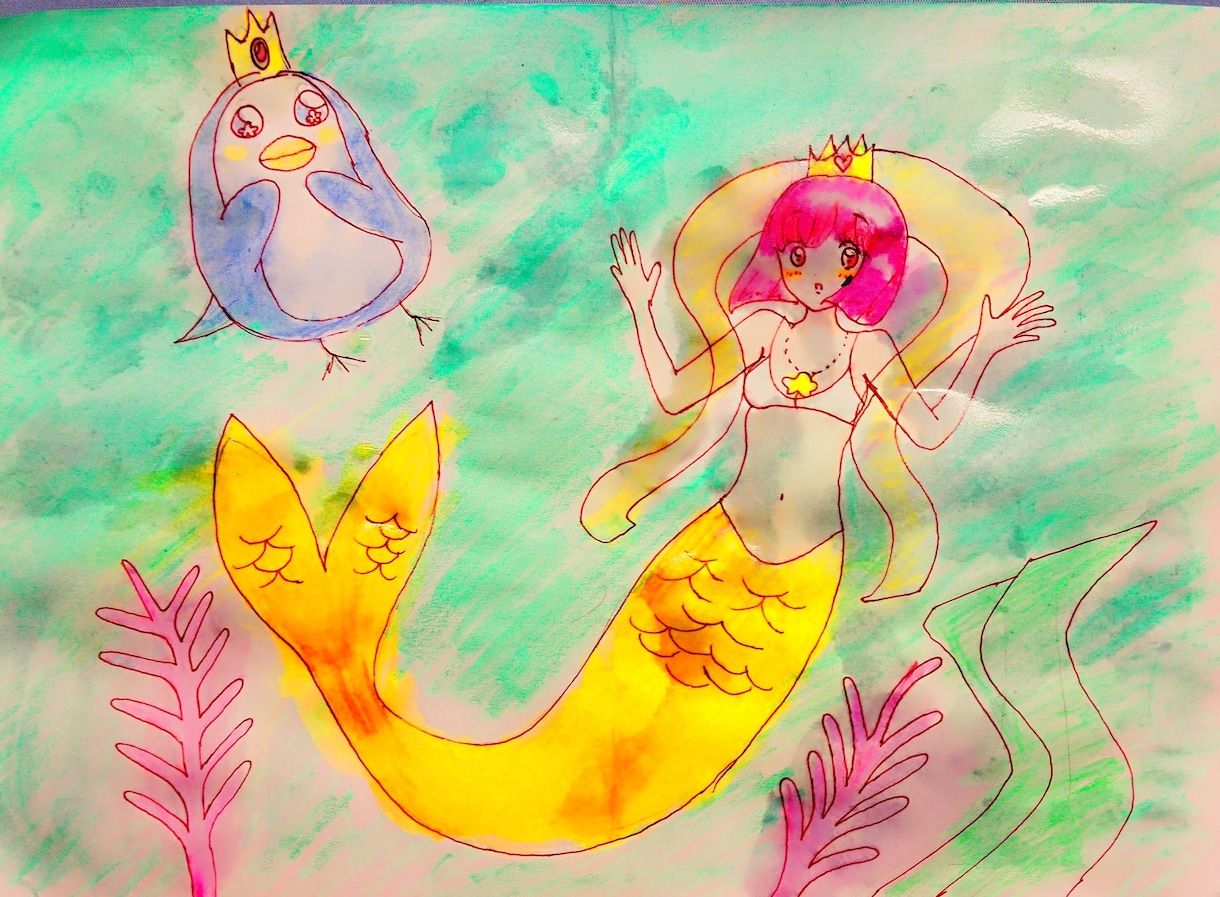 かわいくポップなキャラクターのイラスト描きます 色の塗りはパソコンか水彩色鉛筆です。 イメージ2