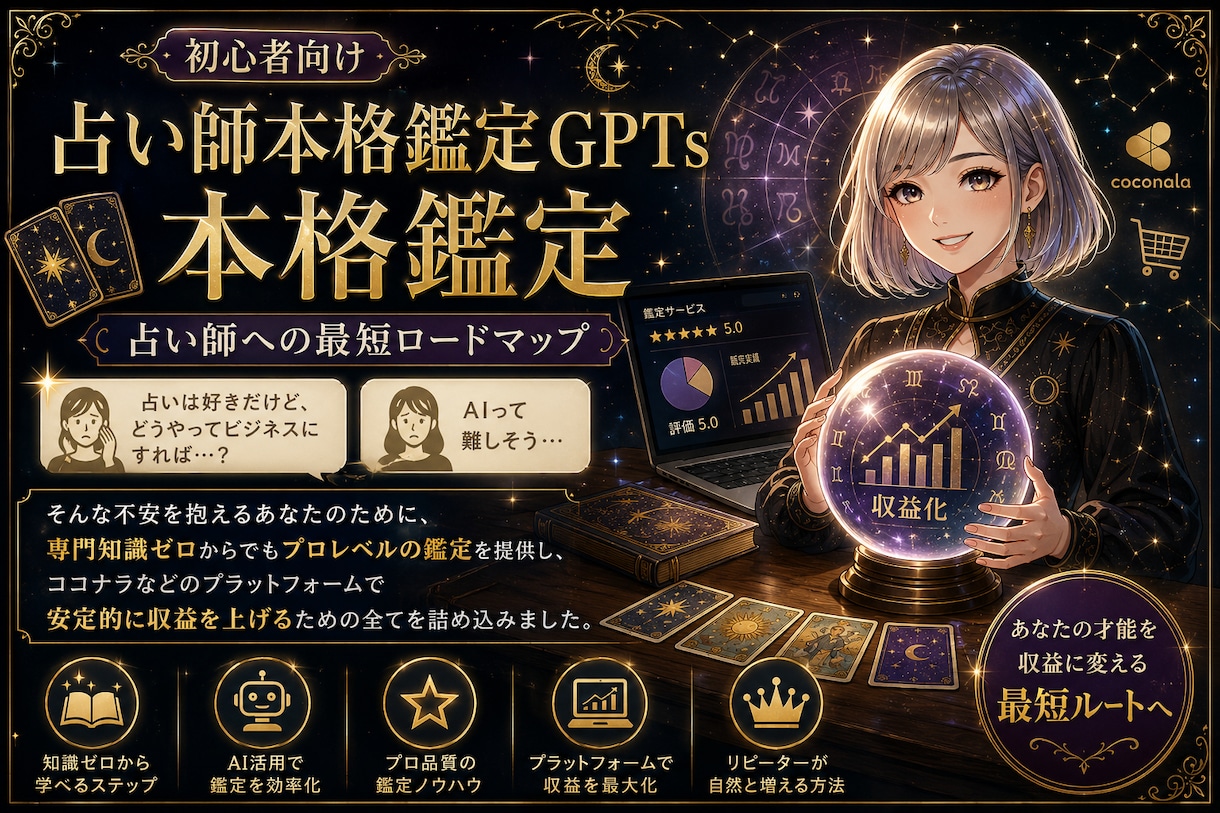 占い師GPTs本格鑑定＆収益化をサポートします AI/副業/スマホ/初心者/GPTs イメージ1