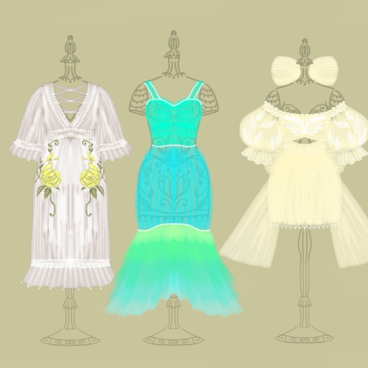 ファッションイラストおしゃれに描きます ヴィンテージ風な洋服、ドレスやワンピースのデザインを描きます イメージ1