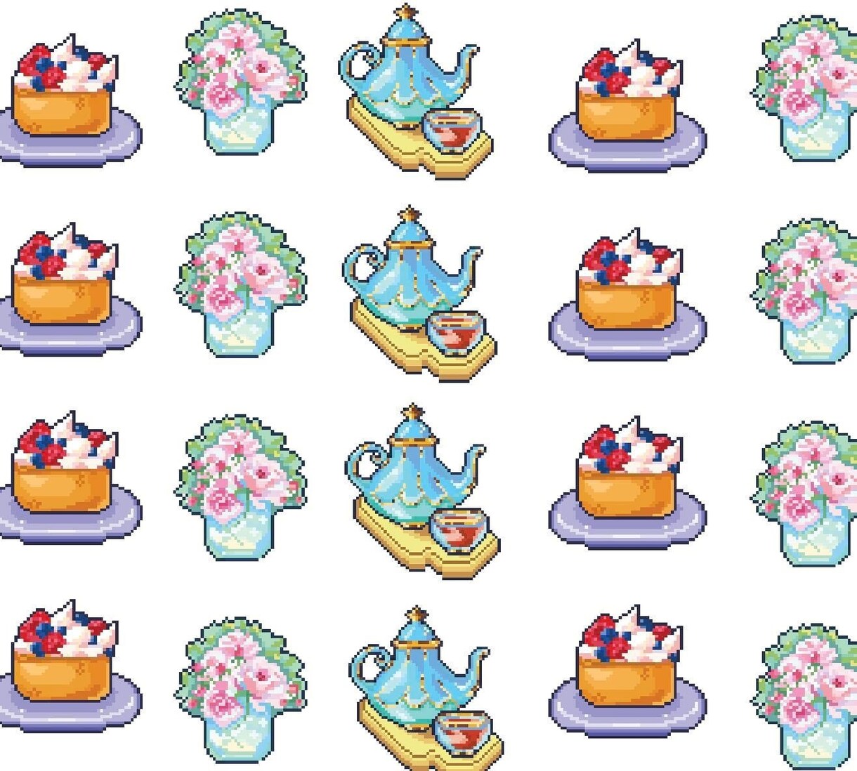 レトロなドット絵でかわいいスタンプ描きます 色が鮮やかで可愛い雰囲気を出します。 イメージ1