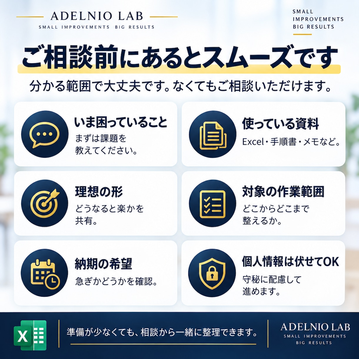 面倒な作業をAI・Excelで整理します 困りごと1つに改善案＋ミニ実用品をお渡しします イメージ4