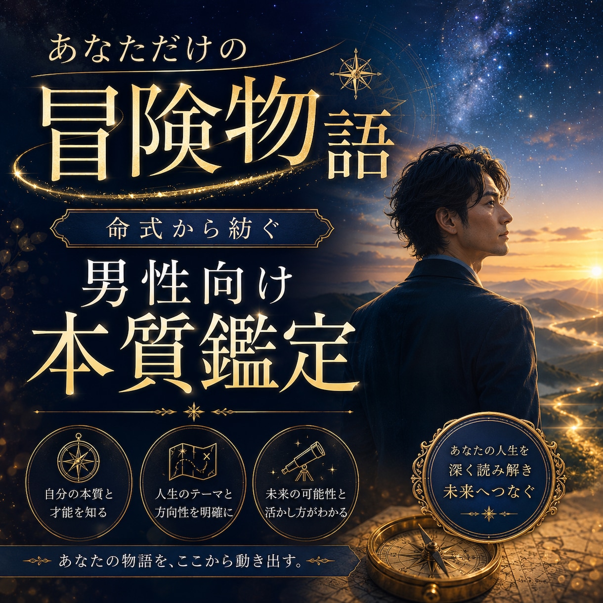 命式から紡ぐ男性だけの冒険物語をお届けします 命式から生まれる、あなただけの冒険物語 イメージ1