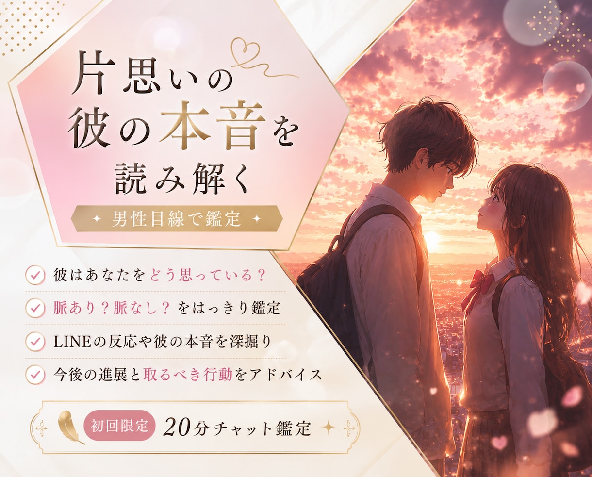 9/1♡この恋を叶える！彼の心を男性目線で見ます 【特別価格♡20分500円】片思い・恋愛運・結婚・遠距離 イメージ1