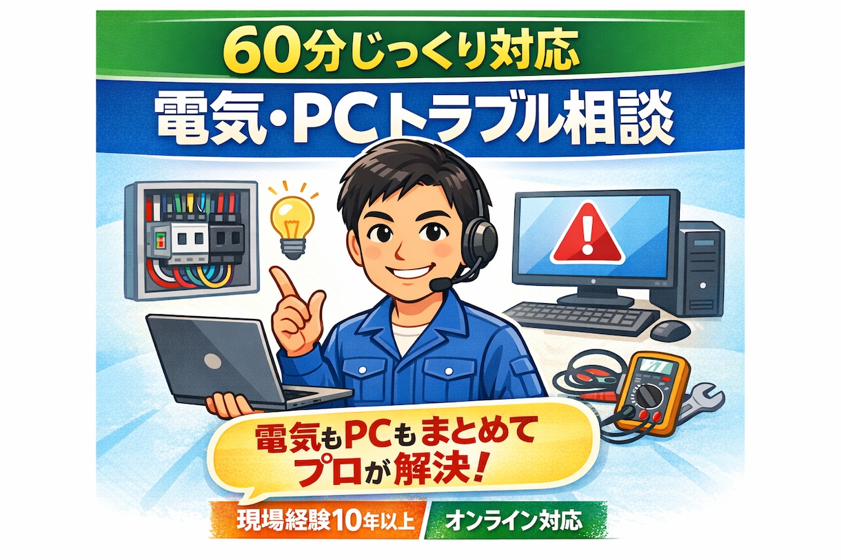 電気とPCの悩みを解決します 現場経験10年以上のプロが対応します イメージ1