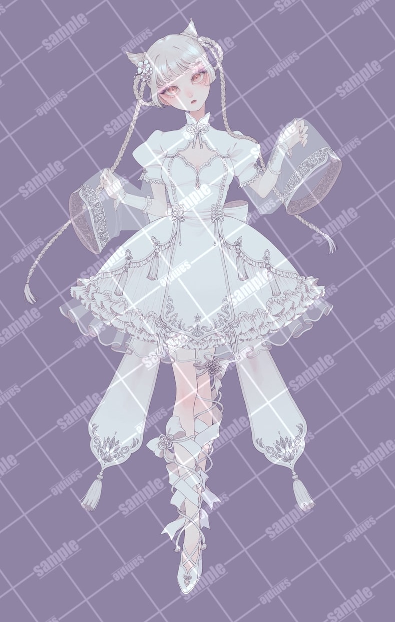 女の子の立ち絵(主にロリィタ系)描きます ロリータや和装の衣装に凝ったイラストです。 イメージ3