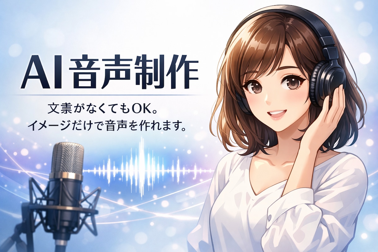 AI音声制作｜ナレーション・読み上げなど作れます 文章がなくてもOK。 イメージだけで音声を作れます。 イメージ1