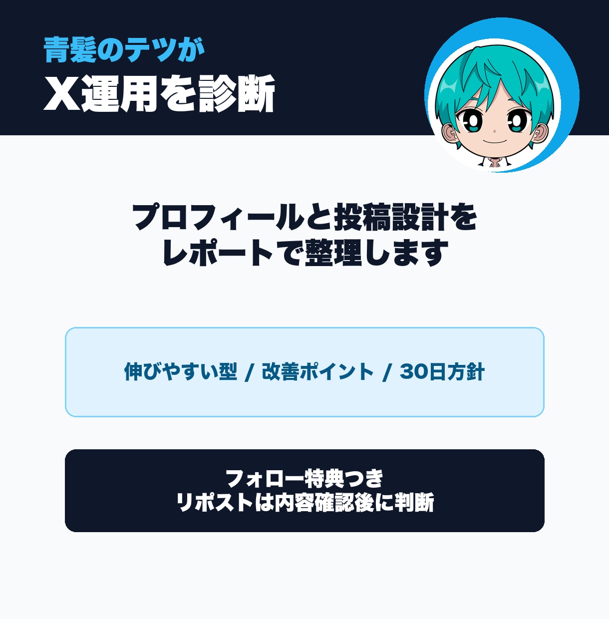 Xプロフィール投稿設計診断します 青髪のテツが実践目線で整理します イメージ2