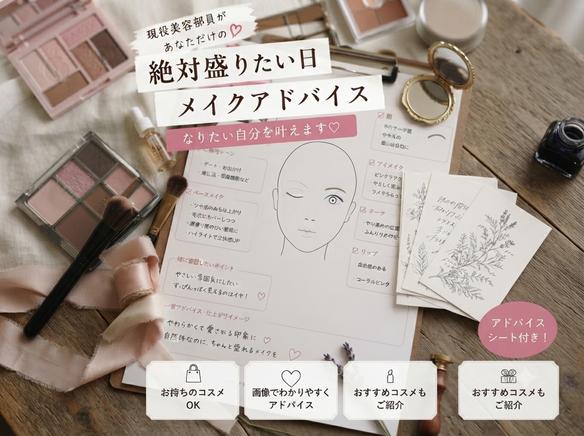 絶対盛りたい日のメイクアドバイスをいたします 特別な日のためのメイクアドバイスです♡ イメージ1