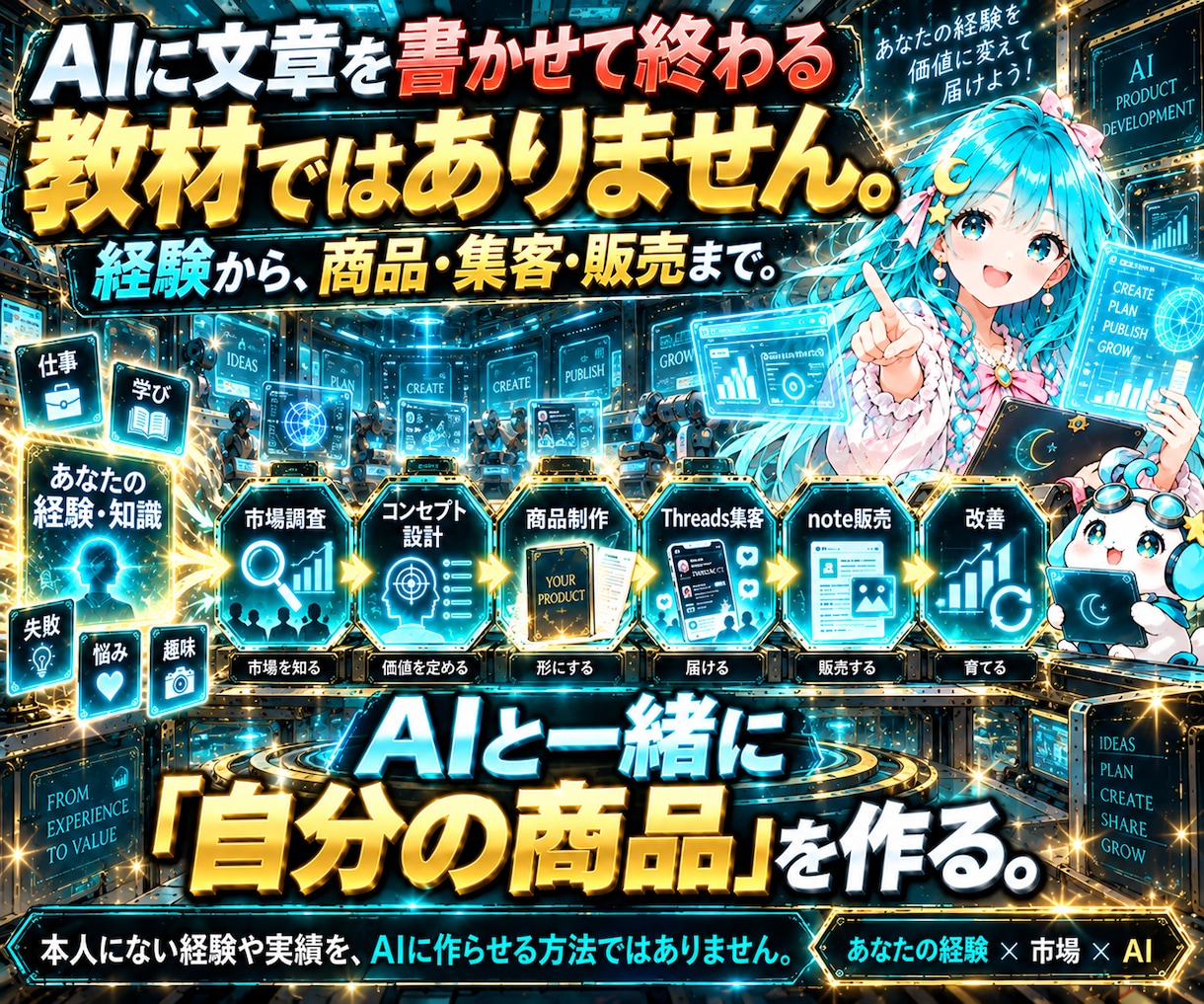 AI商品化×Threads×note販売を学べます 初心者向け｜副業マニュアル｜ゼロイチ｜AI自動化｜在宅ワーク イメージ4