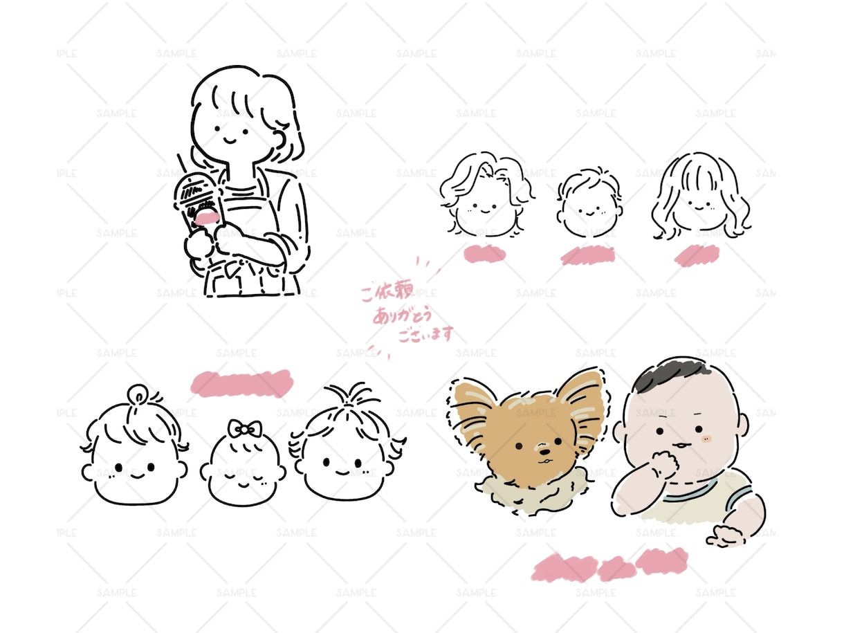 シンプルアイコン・似顔絵描きます 女性、男性、子供さんの似顔絵もok！ イメージ2